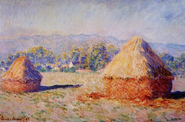 Main Product Photo of Grainstacks in the Sunlight, Morning Effect Painting by Claude Monet