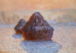 Grainstacks, White Frost Effect Oil painting by Claude Monet