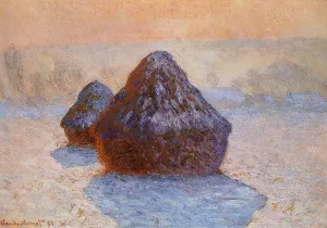 Grainstacks, White Frost Effect by Claude Monet - Oil Painting Reproduction