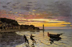 Hauling a Boat Ashore, Honfleur by Claude Monet - Oil Painting Reproduction