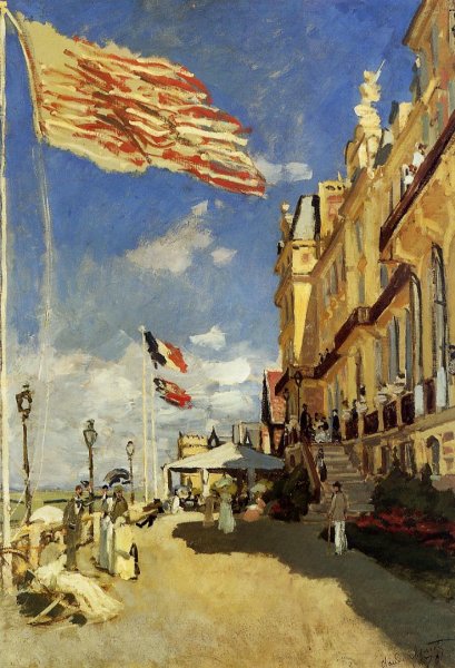 Hotel des Roches Noires, Trouville by Claude Monet - Hand-Painted Oil Painting Reproduction
