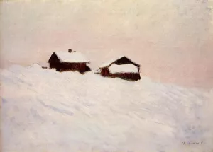 Houses in the Snow by Claude Monet - Oil Painting Reproduction
