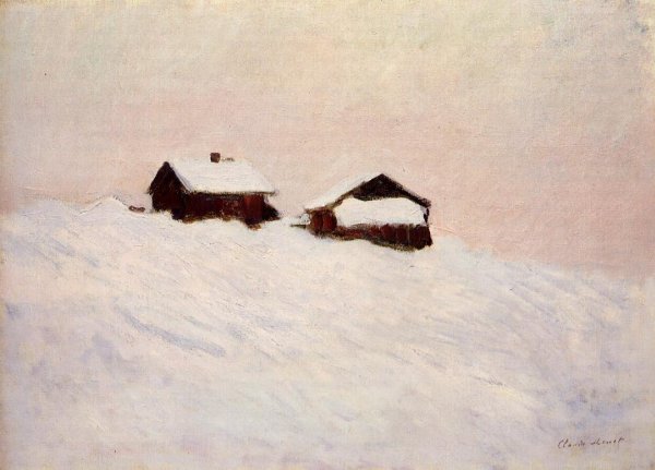 Houses in the Snow by Claude Monet - Hand-Painted Oil Painting Reproduction