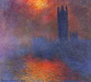 Houses of Parliament, Effect of Sunlight in the Fog by Claude Monet Oil Painting