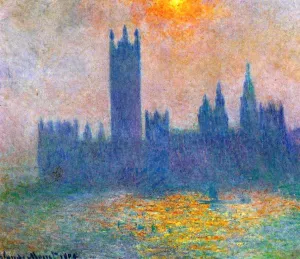 Houses of Parliament, Effect of Sunlight in the Fog by Claude Monet - Oil Painting Reproduction