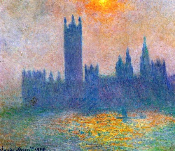 Houses of Parliament, Effect of Sunlight in the Fog by Claude Monet - Hand-Painted Oil Painting Reproduction