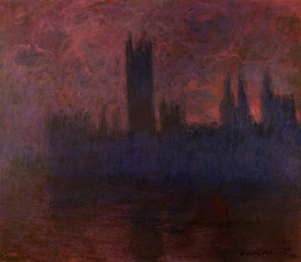 Houses of Parliament, London, Symphony in Rose by Claude Monet - Hand-Painted Oil Painting Reproduction
