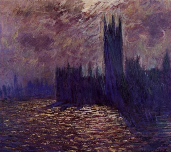 Main Product Photo of Houses of Parliament, Reflection of the Thames Painting by Claude Monet