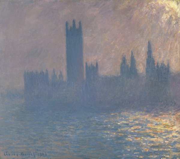 Houses of Parliament, Sunlight Effect  by Claude Monet - Hand-Painted Oil Painting Reproduction