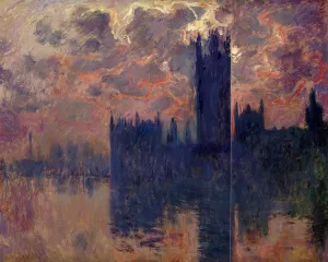 Houses of Parliament, Sunset Detail by Claude Monet - Oil Painting Reproduction