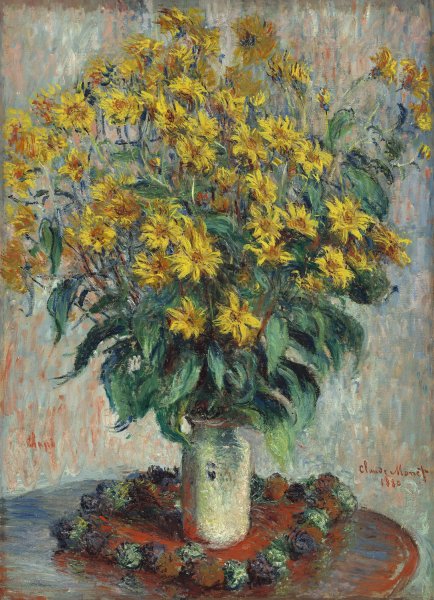 Jerusalem Artichoke Flowers  by Claude Monet - Hand-Painted Oil Painting Reproduction