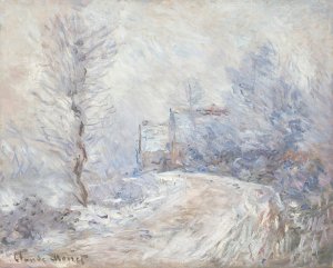 L'entree de Giverny sous la neige by Claude Monet Oil Painting