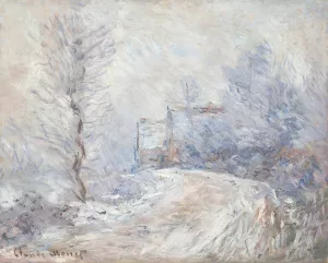 L'entree de Giverny sous la neige by Claude Monet Oil Painting