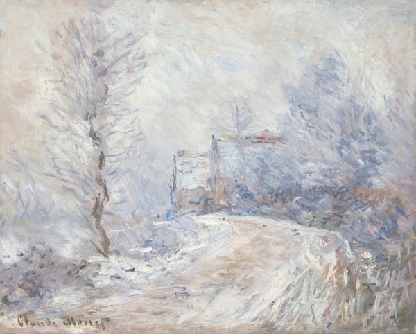 Main Product Photo of L'entree de Giverny sous la neige  Painting by Claude Monet