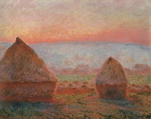 Les Meules a Giverny, Soleil Couchant by Claude Monet Oil Painting