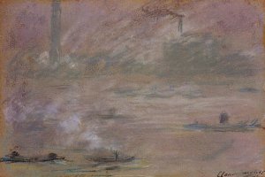 London, Boats on the Thames Oil painting by Claude Monet