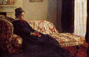 Meditation, Madame Monet Sitting on a Sofa by Claude Monet Oil Painting