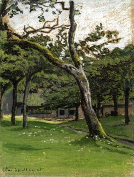 Main Product Photo of Norman Farm Through the Trees Painting by Claude Monet