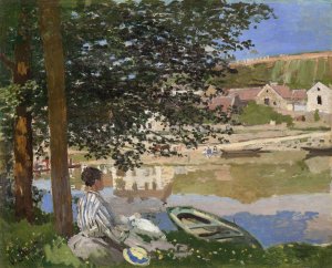 On the Bank of the Seine, Bennecourt by Claude Monet Oil Painting