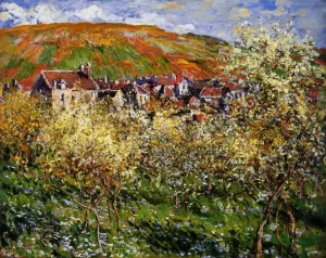 Plum Trees in Blossom at Vetheuil painting by Claude Monet