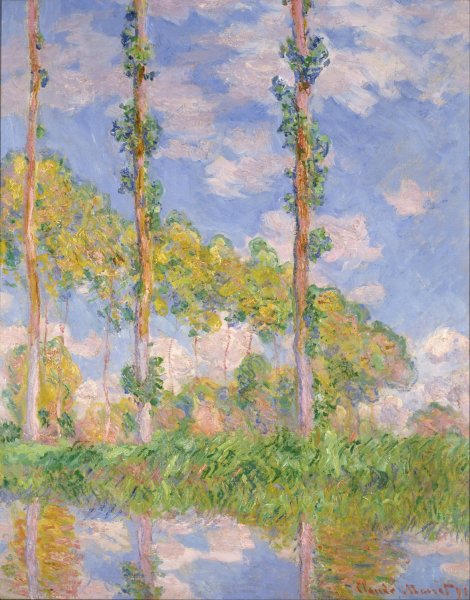 Poplars in the Sun  by Claude Monet - Hand-Painted Oil Painting Reproduction