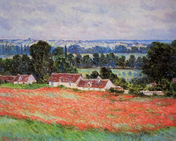 Poppy Field at Giverny by Claude Monet - Hand-Painted Oil Painting Reproduction