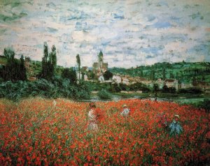 Poppy Field Near Vetheuil Oil painting by Claude Monet