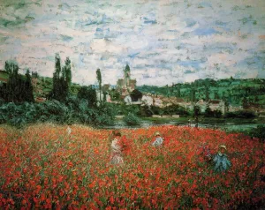 Poppy Field Near Vetheuil by Claude Monet - Oil Painting Reproduction