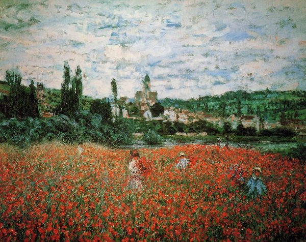 Poppy Field Near Vetheuil by Claude Monet - Hand-Painted Oil Painting Reproduction