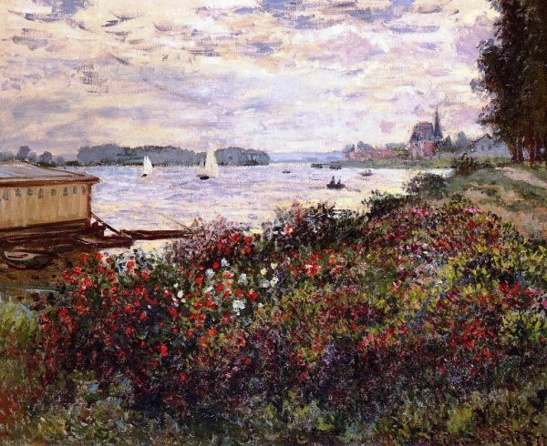 Main Product Photo of Riverbank at Argenteuil Painting by Claude Monet