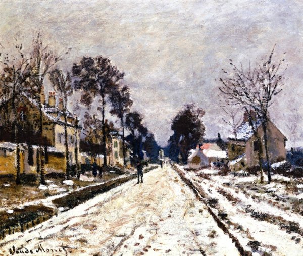 Road at Louveciennes, Snow Effect by Claude Monet - Hand-Painted Oil Painting Reproduction