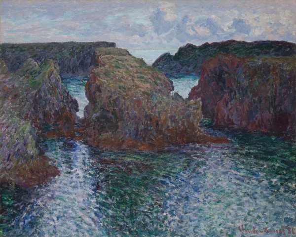 Rocks at Port-Goulphar, Belle-ile  by Claude Monet - Hand-Painted Oil Painting Reproduction