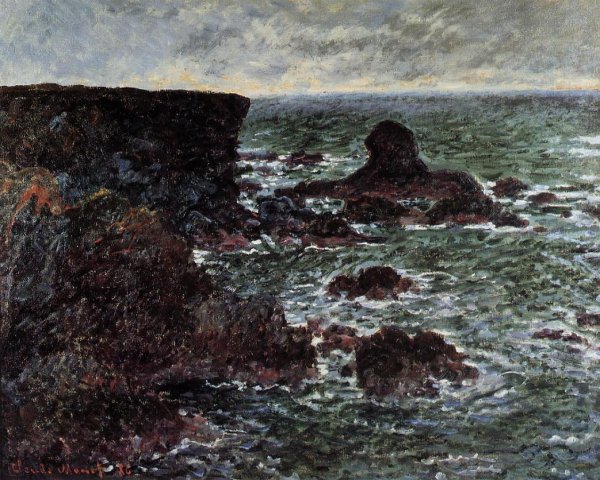 Rocky Coast and the Lion Rock, Belle-Ile by Claude Monet - Hand-Painted Oil Painting Reproduction
