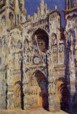Rouen Cathedral, the Portal and the Tour d'Albane, Full Sunlight painting by Claude Monet