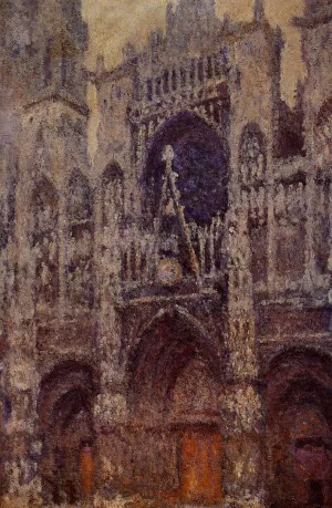 Rouen Cathedral, the Portal, Grey Weather by Claude Monet - Oil Painting Reproduction