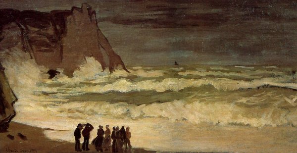 Rough Sea at Etretat by Claude Monet - Hand-Painted Oil Painting Reproduction