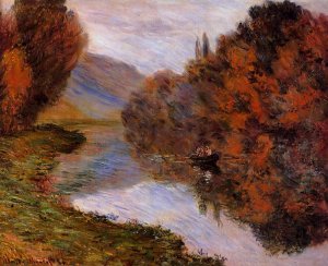 Rowboat on the Seine at Jeufosse Oil painting by Claude Monet