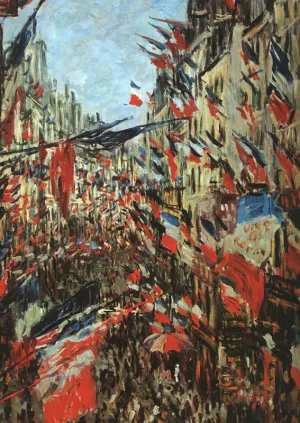 Rue Montargueil with Flags Oil painting by Claude Monet