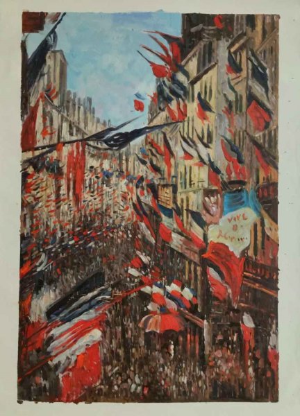 Rue Montargueil with Flags Oil Painting Reproduction