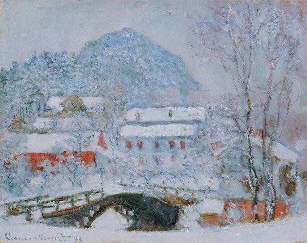 Sandviken Village in the Snow by Claude Monet - Hand-Painted Oil Painting Reproduction