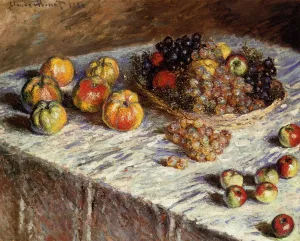 Still Life - Apples and Grapes painting by Claude Monet