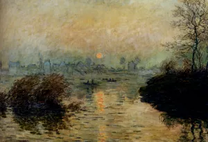 Sun Setting Over The Seine At Lavacourt, Winter Effect painting by Claude Monet