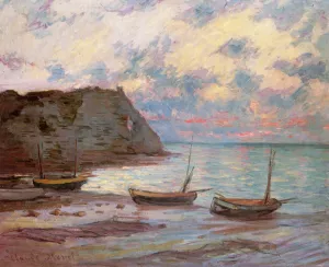 Sunset at Etretat Oil Painting by Claude Monet - Bestsellers