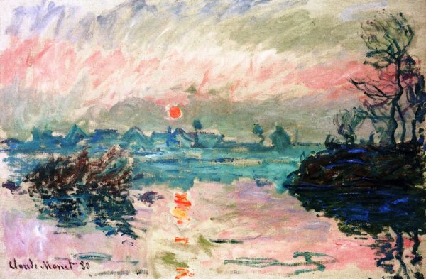 Main Product Photo of Sunset at Lavacourt Painting by Claude Monet