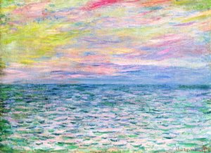 Sunset at Pourville, Open Sea Oil painting by Claude Monet