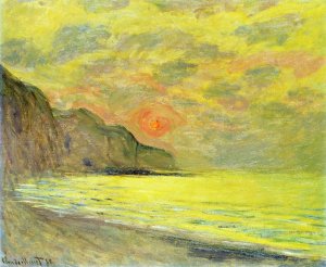 Sunset, Foggy Weather, Pourville Oil painting by Claude Monet