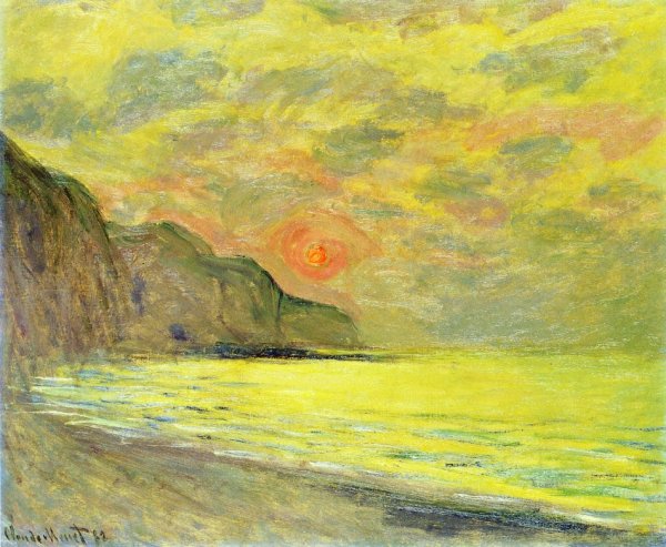 Sunset, Foggy Weather, Pourville by Claude Monet - Hand-Painted Oil Painting Reproduction
