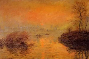 Sunset on the Seine at Lavacourt, Winter Effect by Claude Monet - Oil Painting Reproduction