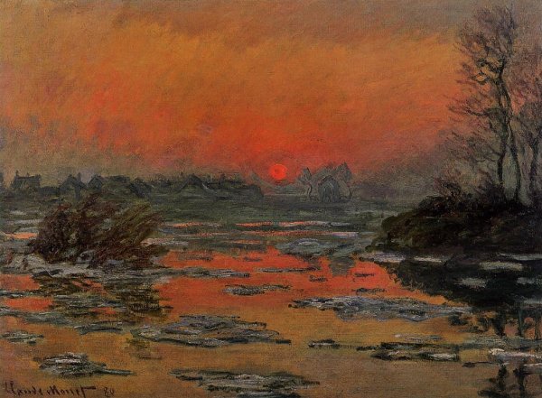 Sunset on the Seine in Winter by Claude Monet - Hand-Painted Oil Painting Reproduction