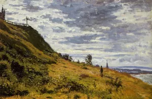 Taking a Walk on the Cliffs of Sainte-Adresse painting by Claude Monet